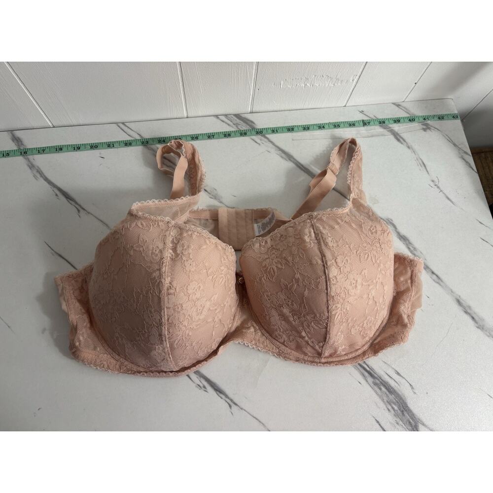 ADORE ME NEW Peach Underwire Lace Balconette Bra Size: 46DD Plus Size Adjust